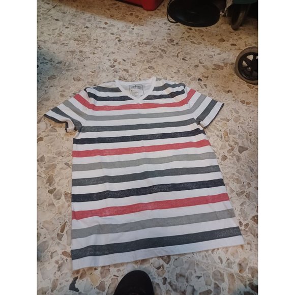 Urban Pipeline Men's StripedTee Short Sleeve Small White Gray Black Red - Picture 3 of 4